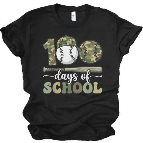 100 Days Of School Baseball Camo Art For Boys Kids Students Unisex Jersey T-Shirt - Sportilla