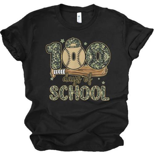 100 Days Of School Baseball Camo Boys Kids 100th Day Unisex Jersey T-Shirt - Sportilla