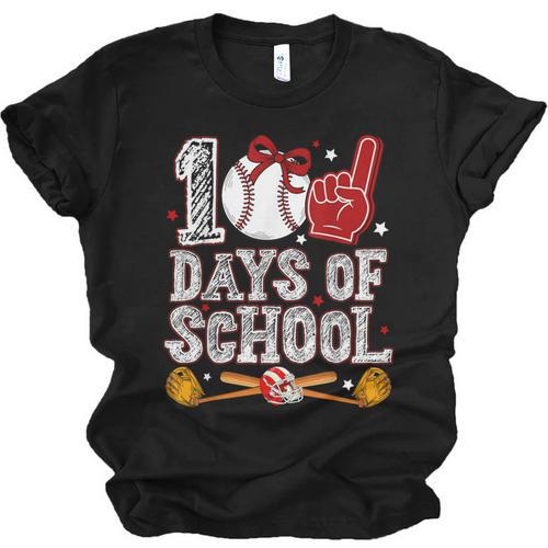 100 Days Of School Cute Bow Baseball Boy Girl Teacher Unisex Jersey T-Shirt - Sportilla
