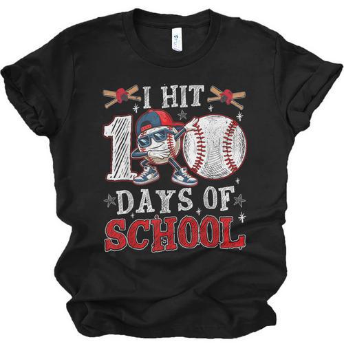 100 Days Of School Dabbing Baseball Hit Student Kids Boys Unisex Jersey T-Shirt - Sportilla