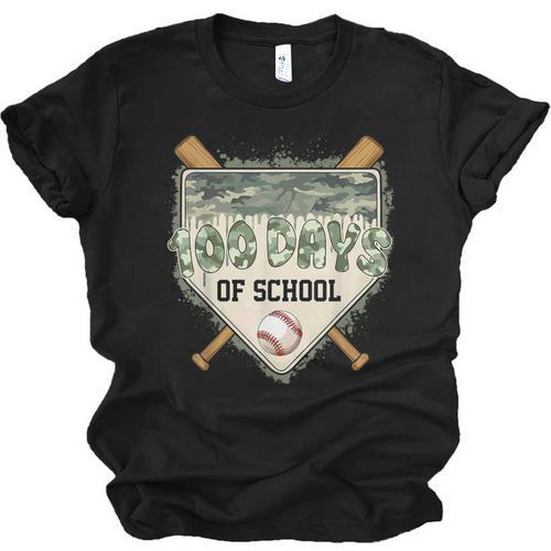 100 Days Of School Home Plate Camo Baseball Dripping Boys Unisex Jersey T-Shirt - Sportilla
