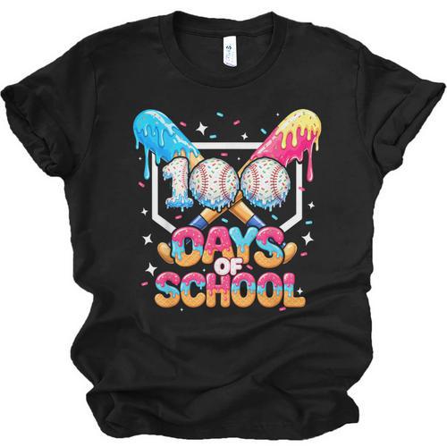 100 Days Of School Ice Cream Baseball Player For Kids Boys Unisex Jersey T-Shirt - Sportilla