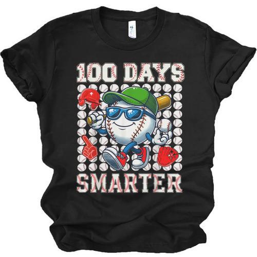 100 Days Smarter Baseball 100 Days Of School Boy Girl Kid Unisex Jersey T-Shirt - Sportilla