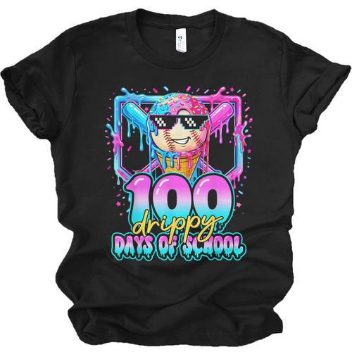 100 Drippy Days Of School Baseball Ice Cream 100th Day Boys Unisex Jersey T-Shirt - Sportilla
