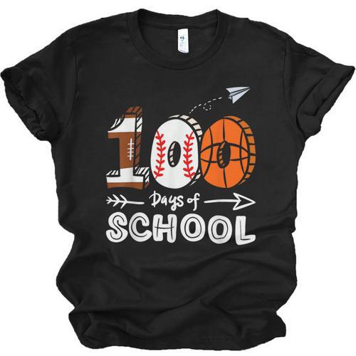 100th Day Of School Basketball Baseball Football Kids Boys Unisex Jersey T-Shirt - Sportilla