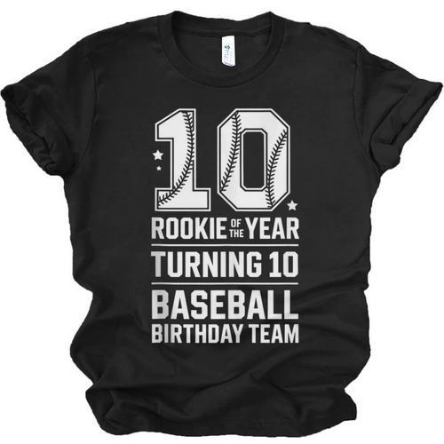 10th Birthday Rookie Of The Year Baseball Double Digit Humor Unisex Jersey T-Shirt - Sportilla