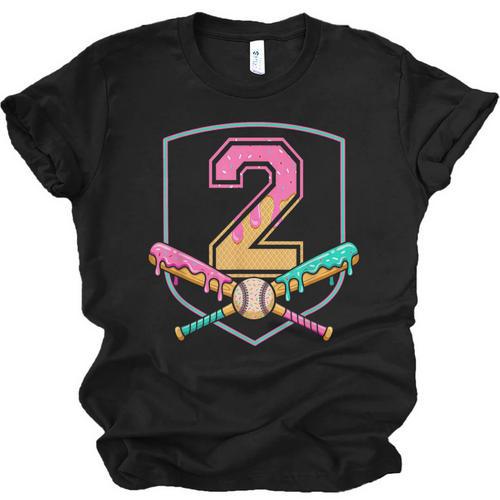 2nd Birthday Baseball Bat Ice-Cream Drip 2yrs Old Boys Kids Unisex Jersey T-Shirt - Sportilla