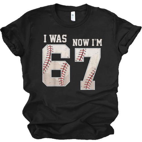 I Was 6 Now I'm 7 Year Old Birthday 67 Meme Baseball Bday Unisex Jersey T-Shirt - Sportilla