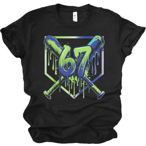 67 Baseball Drip Effect Urban Tee Style 6-7 Meme Graphic Unisex Jersey T-Shirt - Sportilla