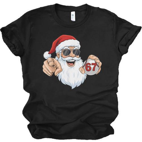 67 Baseball Santa Six Seven Meme Christmas Men Women Kids Unisex Jersey T-Shirt - Sportilla