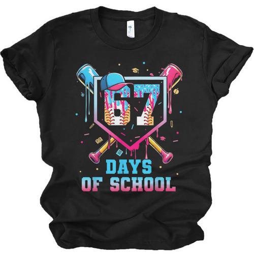 67 Days Of School 67th Day Baseball Meme Men Boys Kids Unisex Jersey T-Shirt - Sportilla