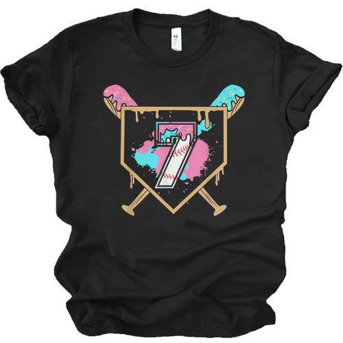 7th Birthday Baseball Bat Ice-Cream Drip 7yrs Old Boys Girls Unisex Jersey T-Shirt - Sportilla