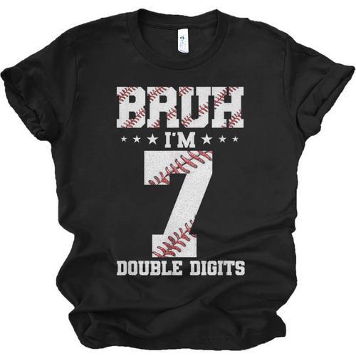 7th Birthday Baseball Bruh I'm 7 Double Digits 7 Years Old Unisex Jersey T-Shirt - Sportilla