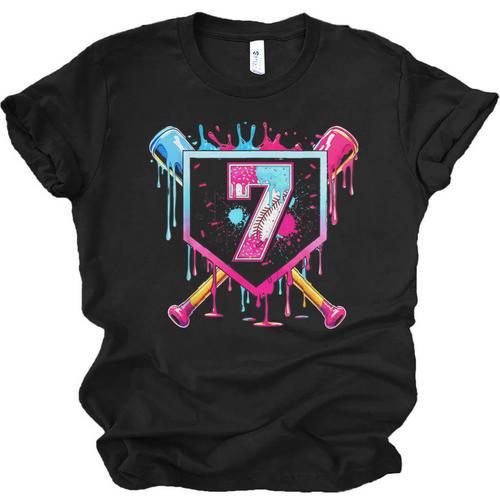 7th Birthday Boys Baseball Ice Cream Drip Boys Baseball Unisex Jersey T-Shirt - Sportilla