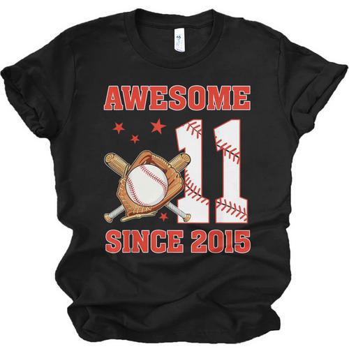 Awesome Since 2015 11 Year Old Boys Bday Baseball Theme Unisex Jersey T-Shirt - Sportilla