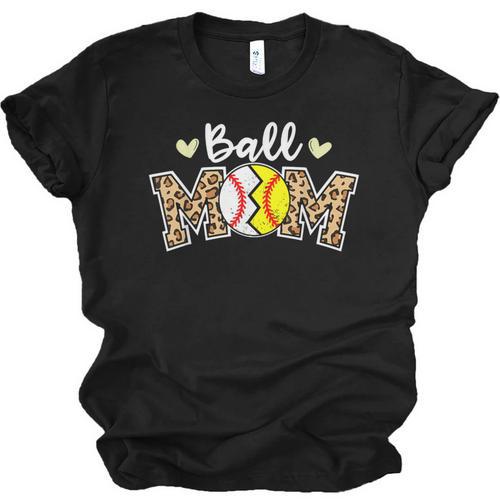 Ball Mom Leopard Baseball Softball Player Mom Unisex Jersey T-Shirt - Sportilla