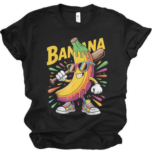 Banana Baseball Cartoon Cool Sports Kids Teens Unisex Jersey T-Shirt - Sportilla
