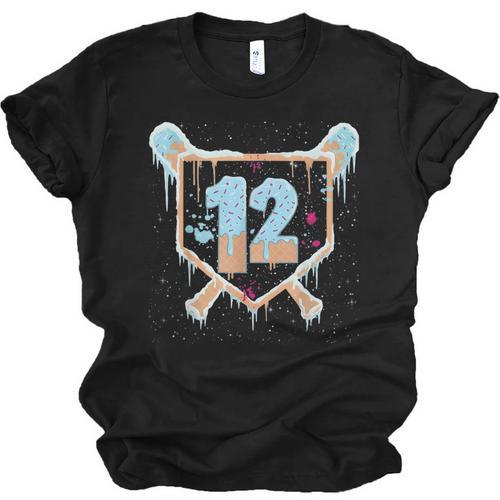 Baseball 12 Year Old Ice Cream Drip 12th Birthday Boys Unisex Jersey T-Shirt - Sportilla