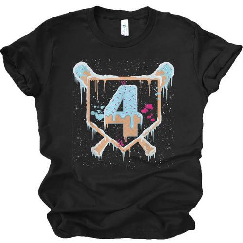 Baseball 4 Year Old Ice Cream Drip 4th Birthday Boy Number 4 Unisex Jersey T-Shirt - Sportilla