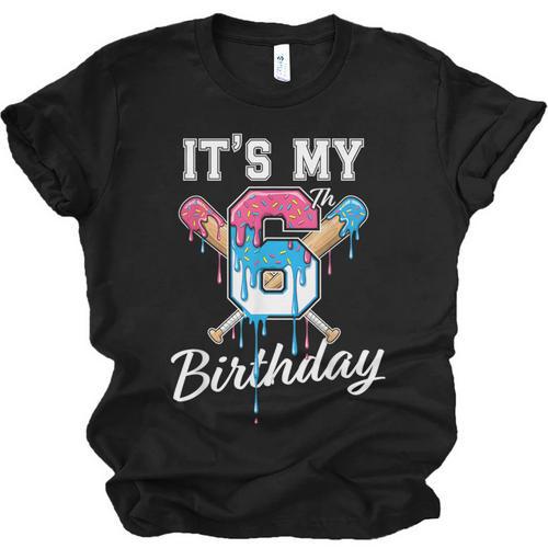 Baseball 6 Year Old Ice Cream Drip 6th Birthday Boy Number 6 Unisex Jersey T-Shirt - Sportilla