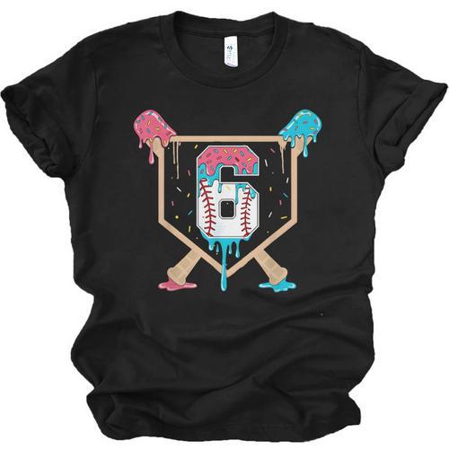 Baseball 6 Year Old Ice Cream Drip 6th Birthday Boys Player Unisex Jersey T-Shirt - Sportilla