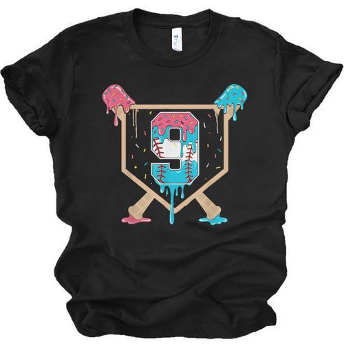 Baseball 9 Year Old Ice Cream Drip 9th Birthday Boys Player Unisex Jersey T-Shirt - Sportilla