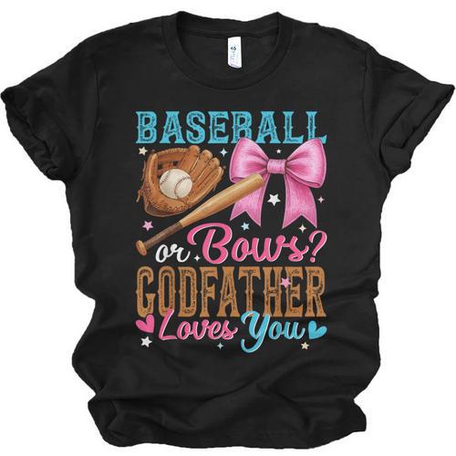 Baseball Or Bows Godfather Loves You Gender Reveal Unisex Jersey T-Shirt - Sportilla