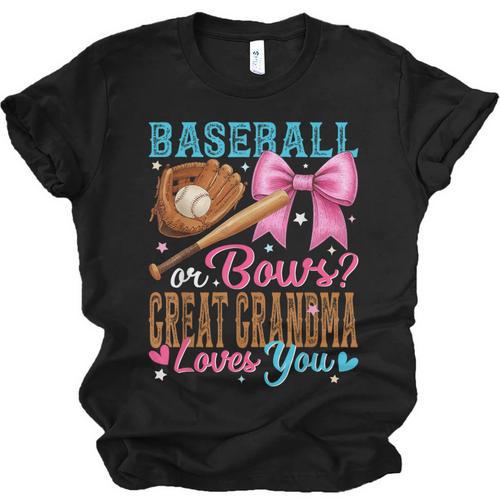 Baseball Or Bows Great Grandma Loves You Gender Reveal Unisex Jersey T-Shirt - Sportilla