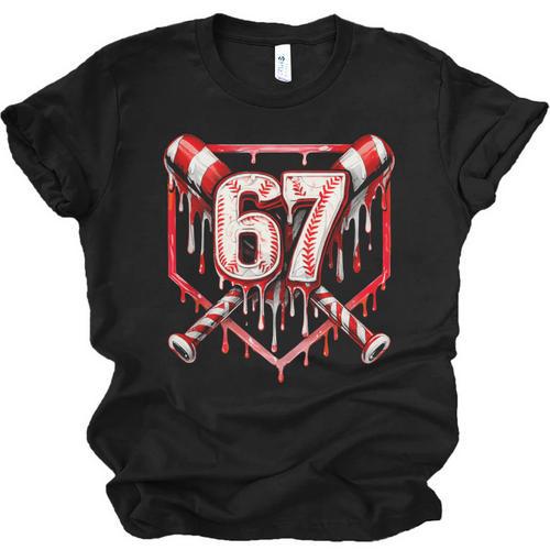 Baseball Candy Cane Drip 6 7 Six Seven Meme Christmas Boys Unisex Jersey T-Shirt - Sportilla
