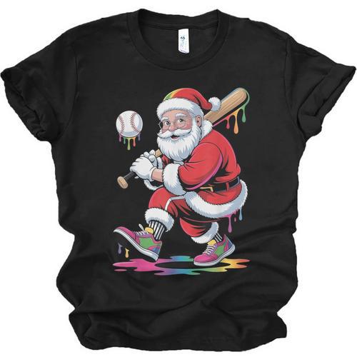 Baseball Christmas Santa Claus Batter Baseball Drip Unisex Jersey T-Shirt - Sportilla