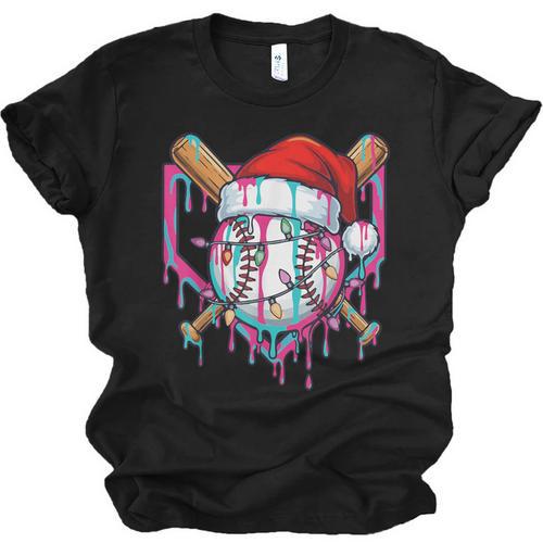 Baseball Christmas Santa Hat Baseball Christmas Drip Unisex Jersey T-Shirt - Sportilla
