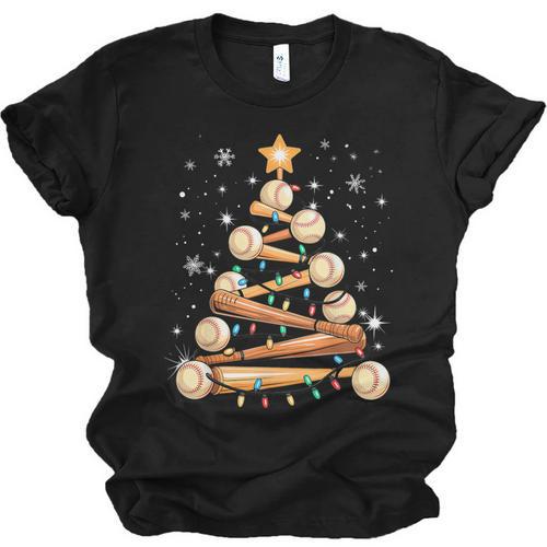 Baseball Christmas Tree Light Xmas Baseball Unisex Jersey T-Shirt - Sportilla