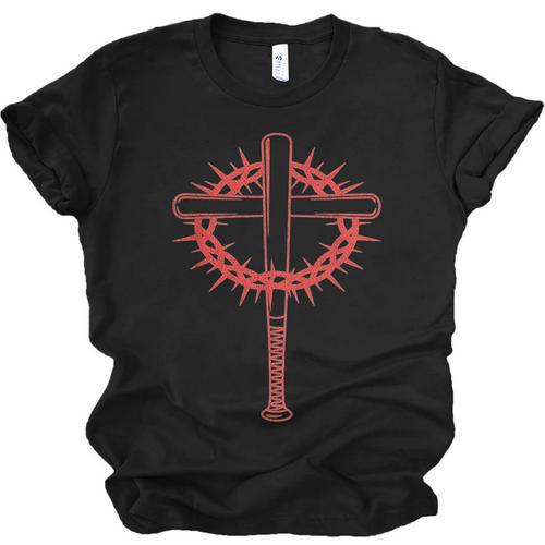 Baseball Cross Bats Pitcher Jesus Faith Unisex Jersey T-Shirt - Sportilla