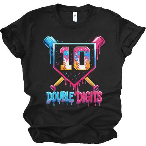 Baseball Drip 10th Birthday Boy Double Digits Ice Cream Drip Unisex Jersey T-Shirt - Sportilla
