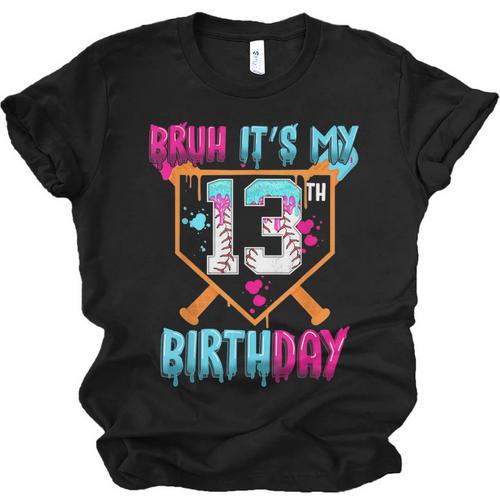 Baseball Drip Bruh It's My 13th Birthday Boy Ice Cream Drip Unisex Jersey T-Shirt - Sportilla