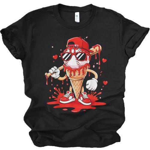 Baseball Drip Ice Cream Apparel Youth Boys Valentines Unisex Jersey T-Shirt - Sportilla