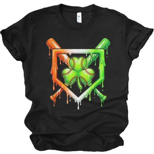 Baseball Drip Ice Cream St Patricks Day Shamrock Unisex Jersey T-Shirt - Sportilla