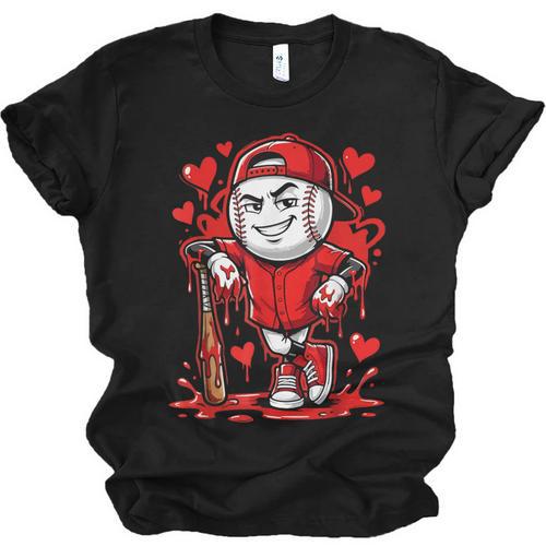 Baseball Drip Icecream Heart Red Valentine Day Boys Kids Unisex Jersey T-Shirt - Sportilla