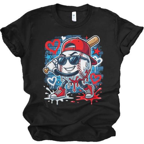 Baseball Drip Icecream Heart Valentine Day Boys Kids Red Unisex Jersey T-Shirt - Sportilla