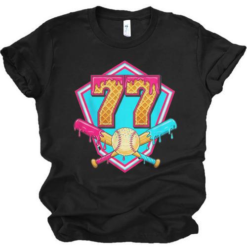 Baseball Drip Jersey Number 77 For Players & 77th Birthday Unisex Jersey T-Shirt - Sportilla