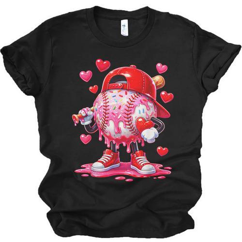 Baseball Drip Valentine Sports Vday Ice Cream Drip Heart Unisex Jersey T-Shirt - Sportilla
