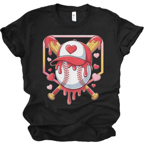 Baseball Heart Valentines Day Baseball Ice Cream Drip Boys Unisex Jersey T-Shirt - Sportilla