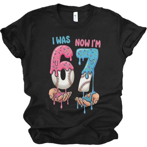 Baseball Ice Cream I Was 6 Now I'm 7 67 Birthday Boy Unisex Jersey T-Shirt - Sportilla