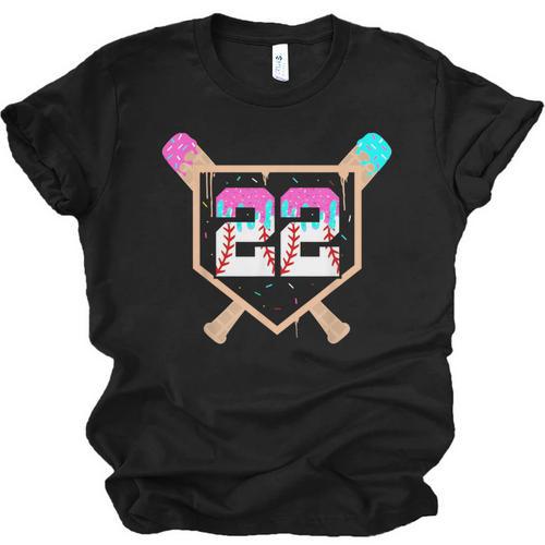 Baseball Ice Cream Drip Number 22 Player 22nd Birthday Unisex Jersey T-Shirt - Sportilla