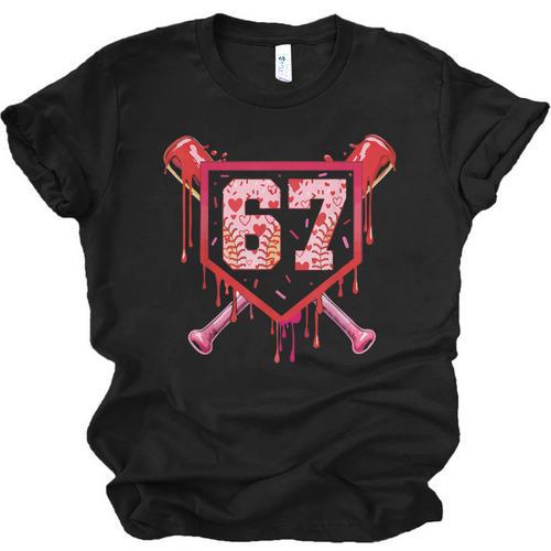 Baseball Ice Cream Drip Number 67 Meme Valentine Couple Love Unisex Jersey T-Shirt - Sportilla