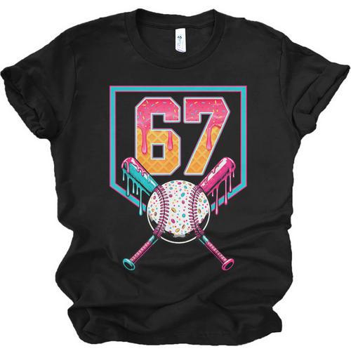 Baseball Ice Cream Drip Number 67 Player 67th Birthday Men Unisex Jersey T-Shirt - Sportilla