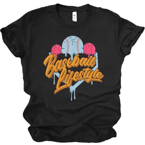 Baseball Lifestyle Home Plate Ice Cream Drip Men Boys Kids Unisex Jersey T-Shirt - Sportilla