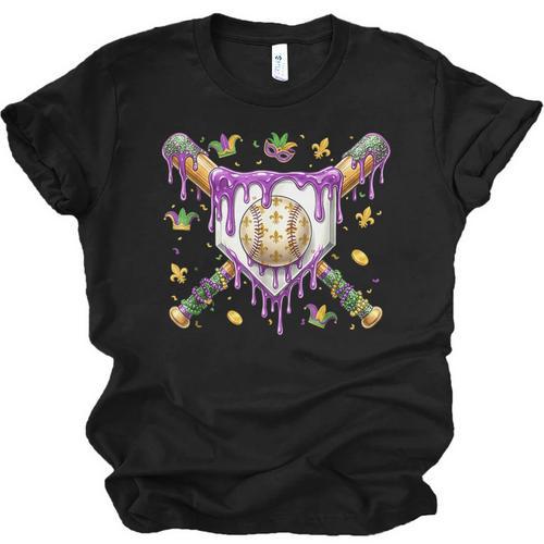 Baseball Mardi Gras Carnival Party Mask Ice Cream Drip Boys Unisex Jersey T-Shirt - Sportilla