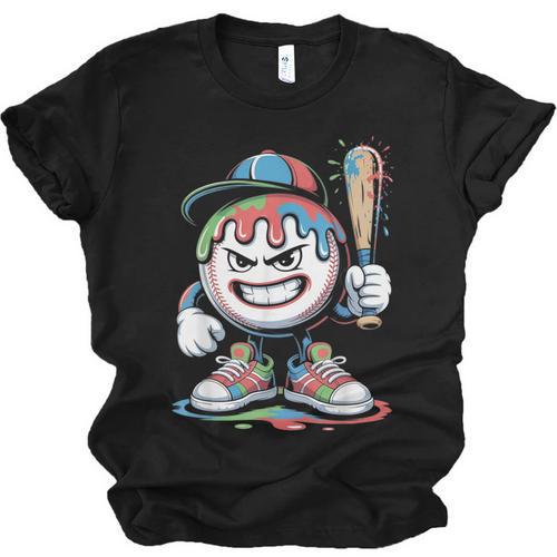 Baseball Mascot Attitude Graffiti Splash Bat Cap Unisex Jersey T-Shirt - Sportilla