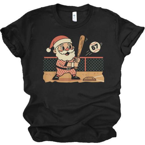Baseball Santa 67 Christmas Xmas Boys Retro Unisex Jersey T-Shirt - Sportilla